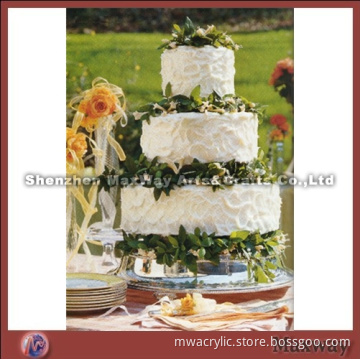 Clear  Round Promotional 5-tiered Acrylic Wedding Cake Display Stand Rack